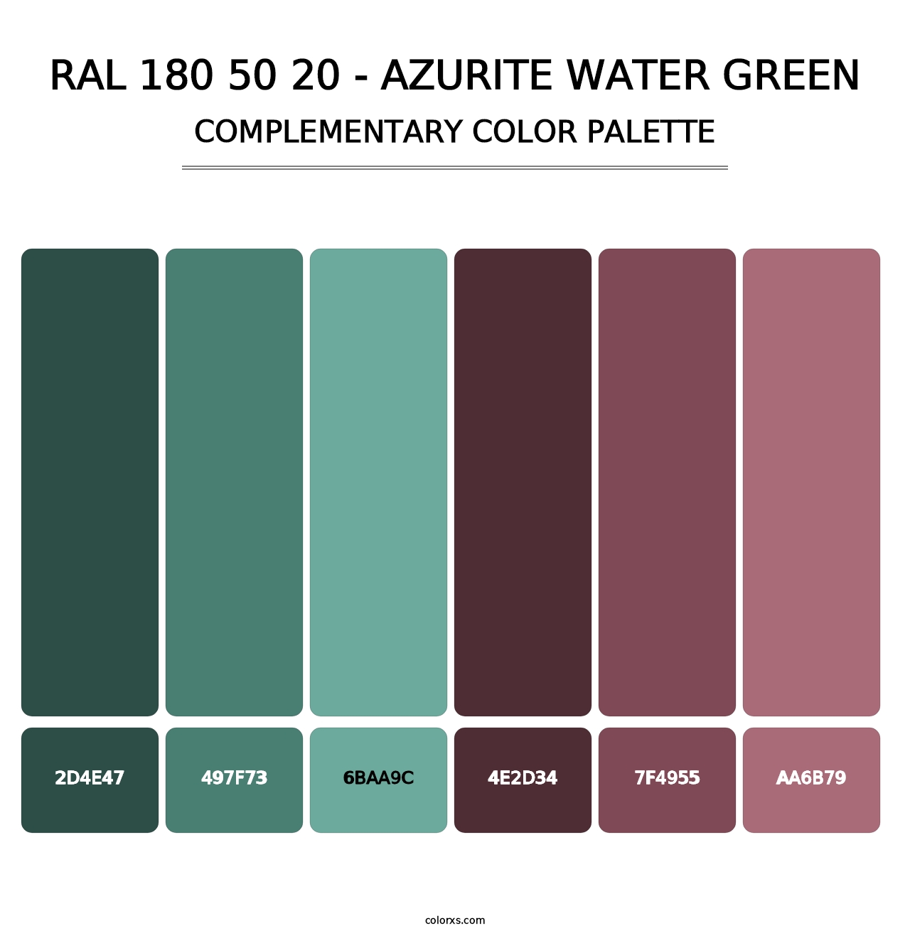 RAL 180 50 20 - Azurite Water Green - Complementary Color Palette