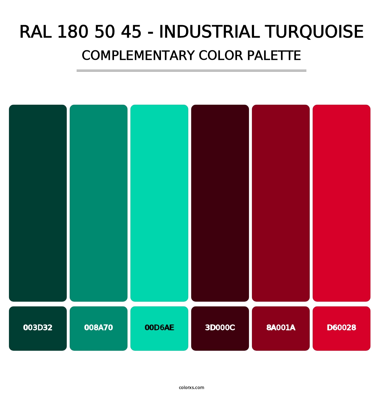 RAL 180 50 45 - Industrial Turquoise - Complementary Color Palette