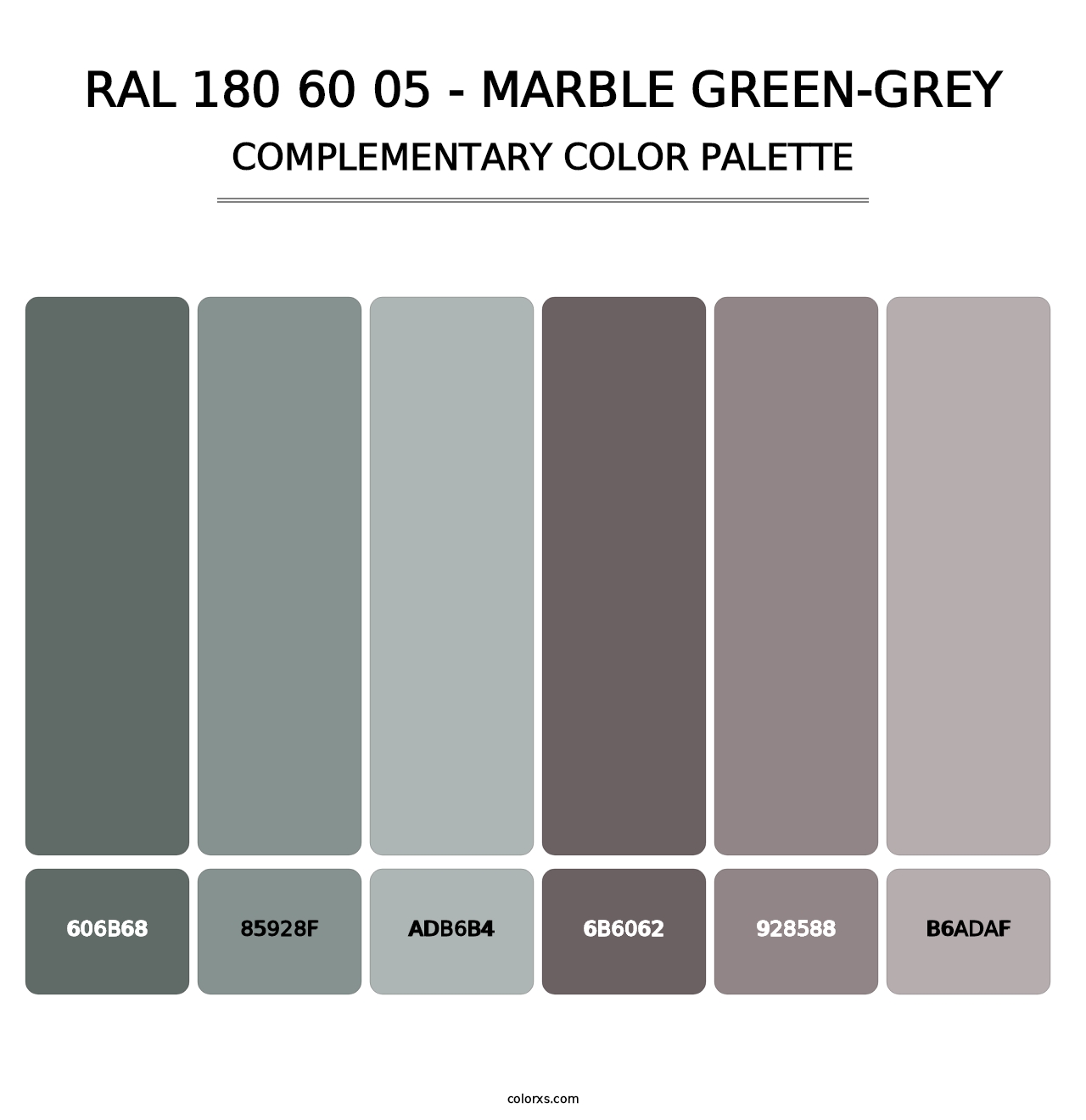 RAL 180 60 05 - Marble Green-Grey - Complementary Color Palette
