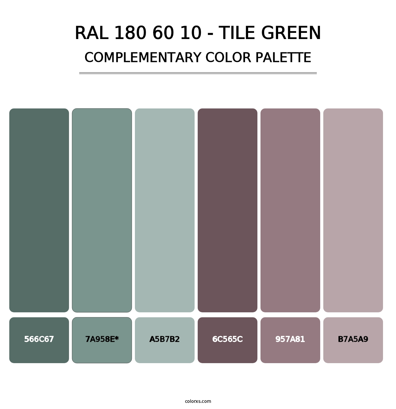 RAL 180 60 10 - Tile Green - Complementary Color Palette