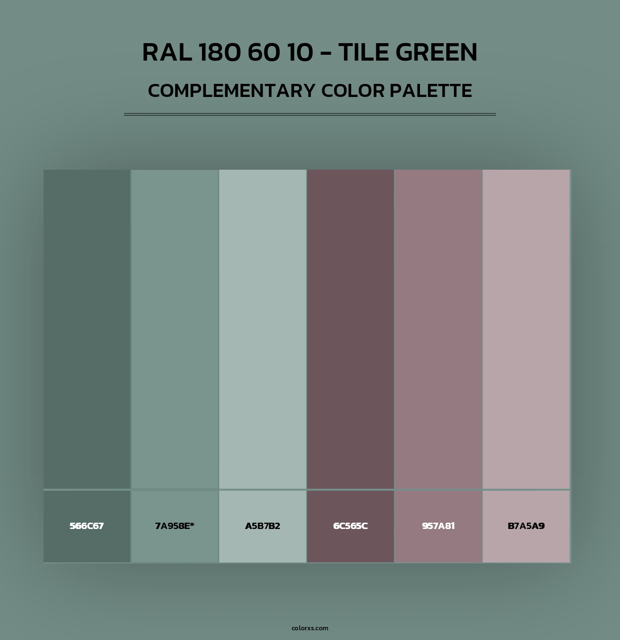 RAL 180 60 10 - Tile Green - Complementary Color Palette