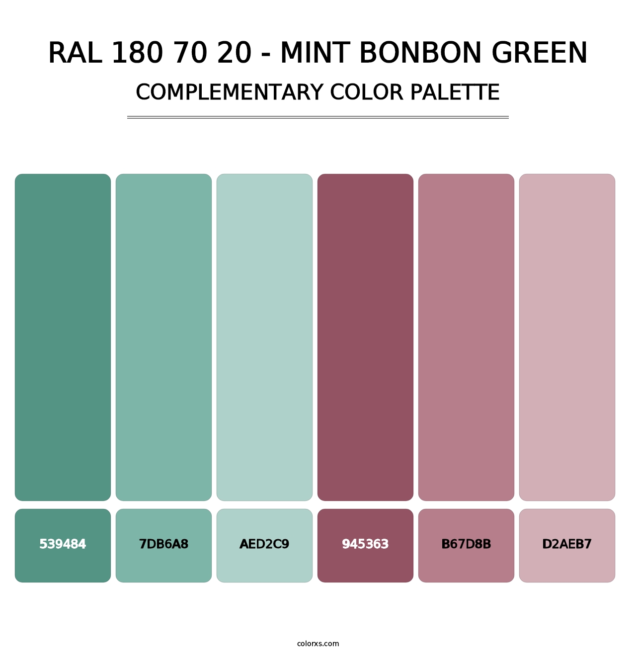 RAL 180 70 20 - Mint Bonbon Green - Complementary Color Palette