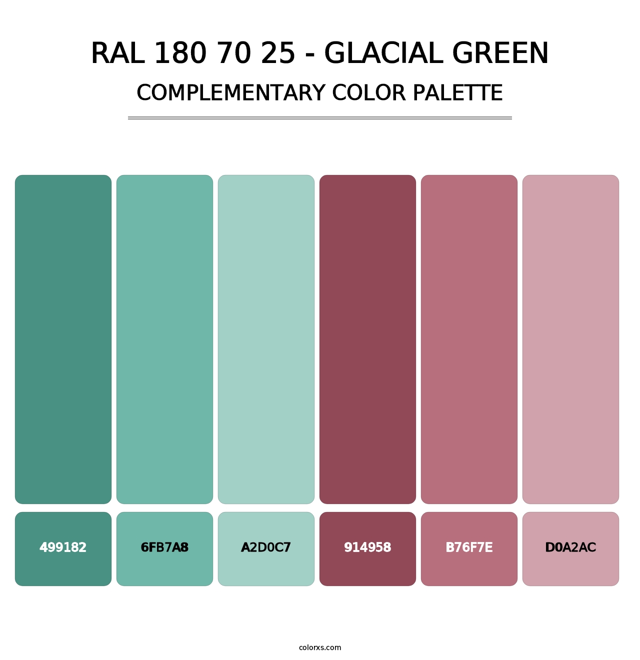 RAL 180 70 25 - Glacial Green - Complementary Color Palette