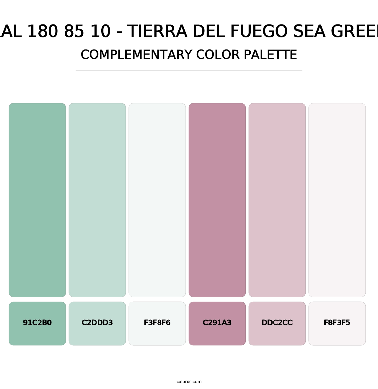 RAL 180 85 10 - Tierra Del Fuego Sea Green - Complementary Color Palette
