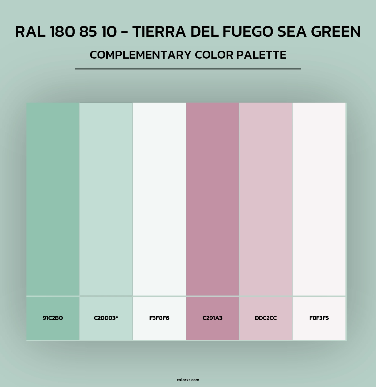 RAL 180 85 10 - Tierra Del Fuego Sea Green - Complementary Color Palette