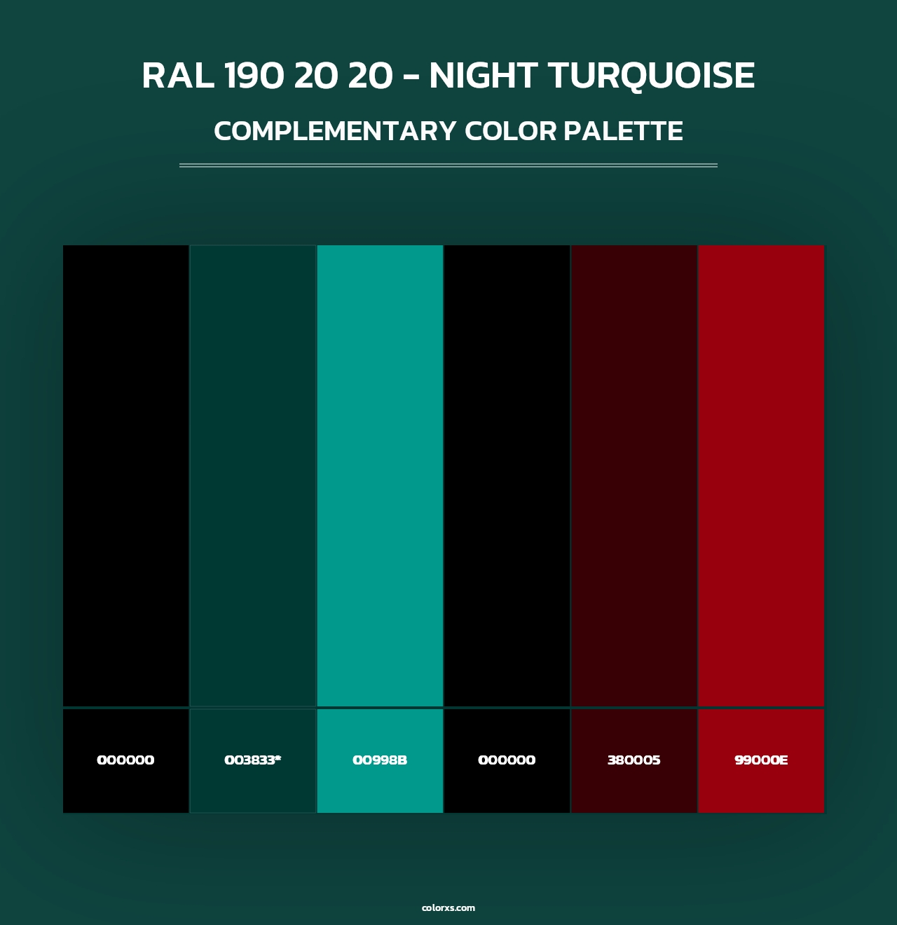 RAL 190 20 20 - Night Turquoise - Complementary Color Palette