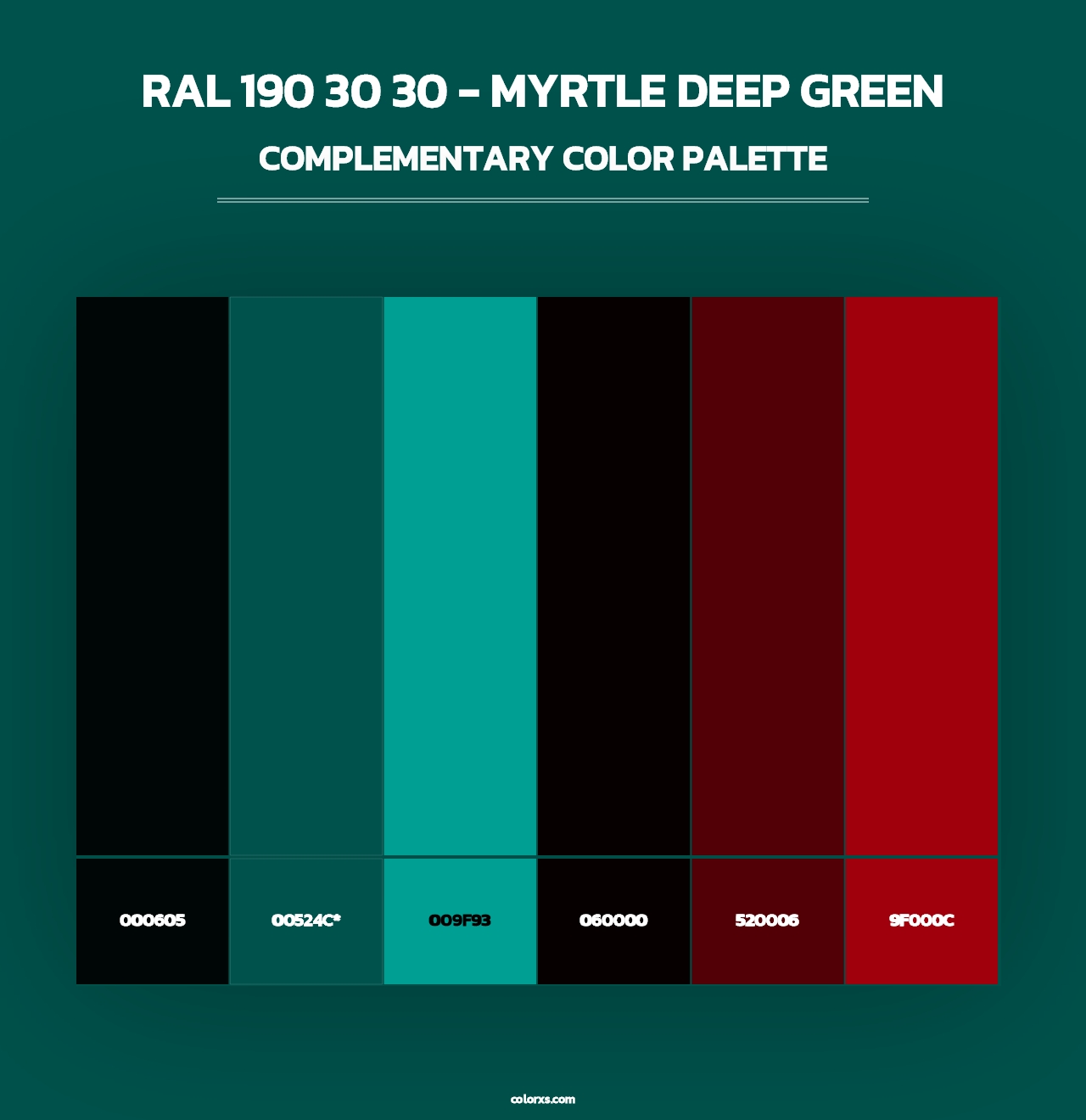 RAL 190 30 30 - Myrtle Deep Green - Complementary Color Palette