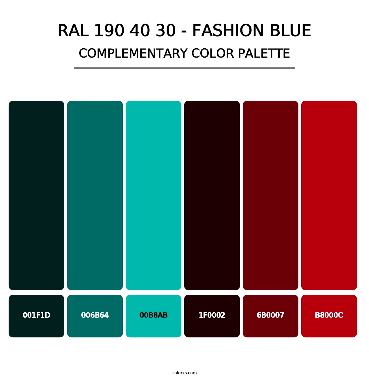 RAL 190 40 30 - Fashion Blue - Complementary Color Palette