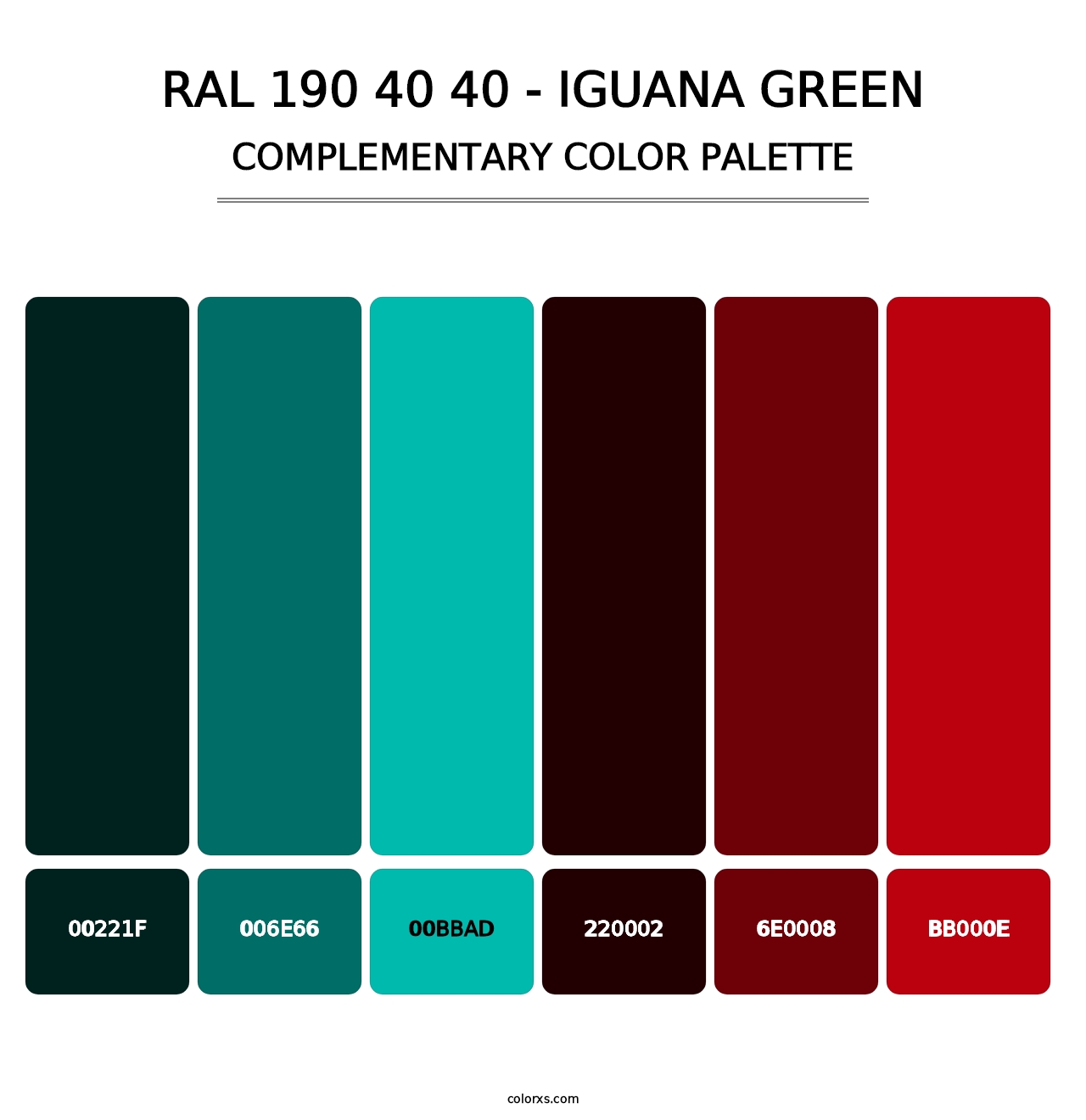 RAL 190 40 40 - Iguana Green - Complementary Color Palette
