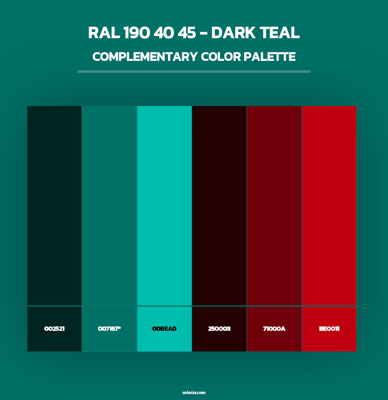RAL 190 40 45 - Dark Teal - Complementary Color Palette