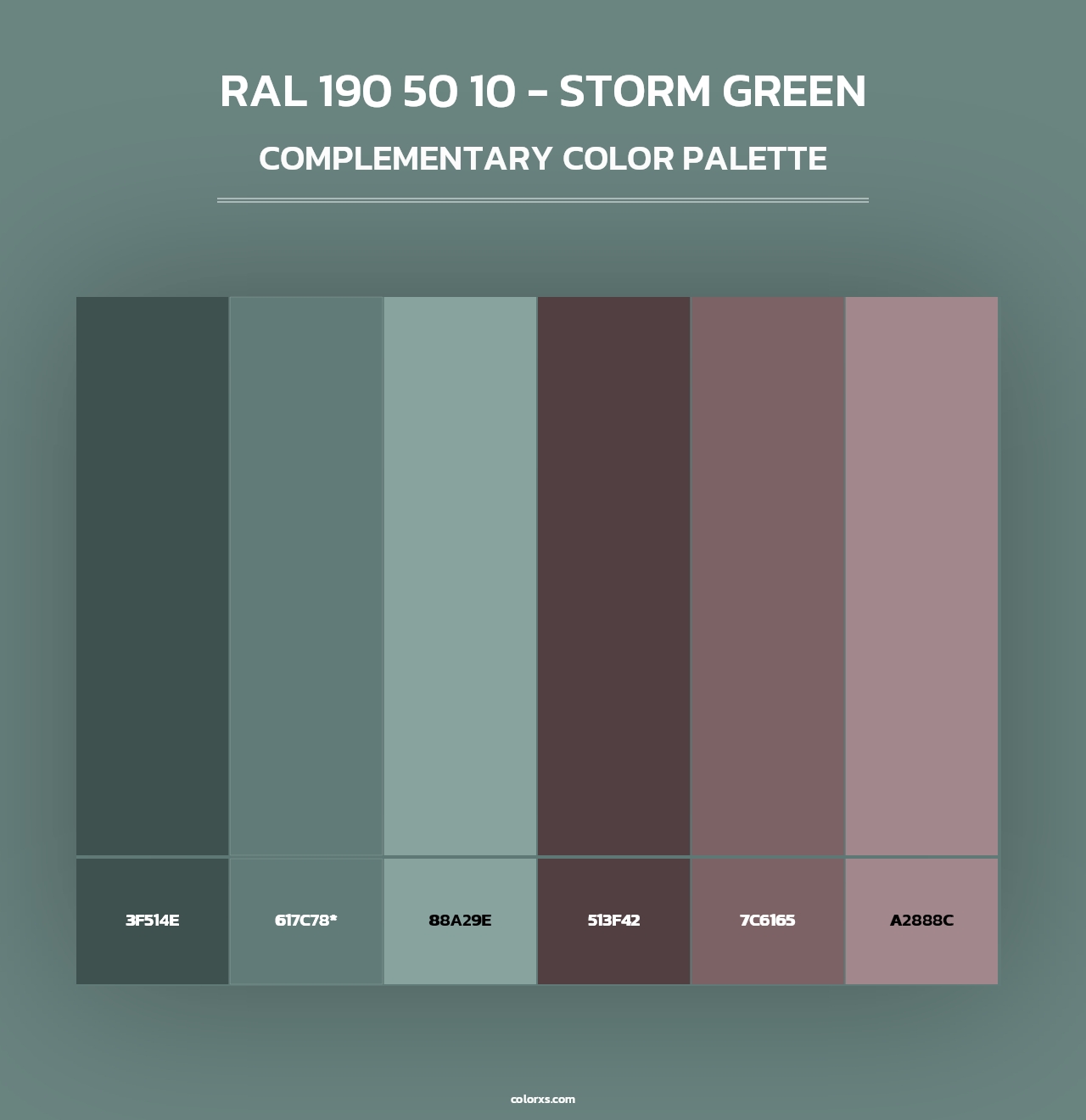 RAL 190 50 10 - Storm Green - Complementary Color Palette