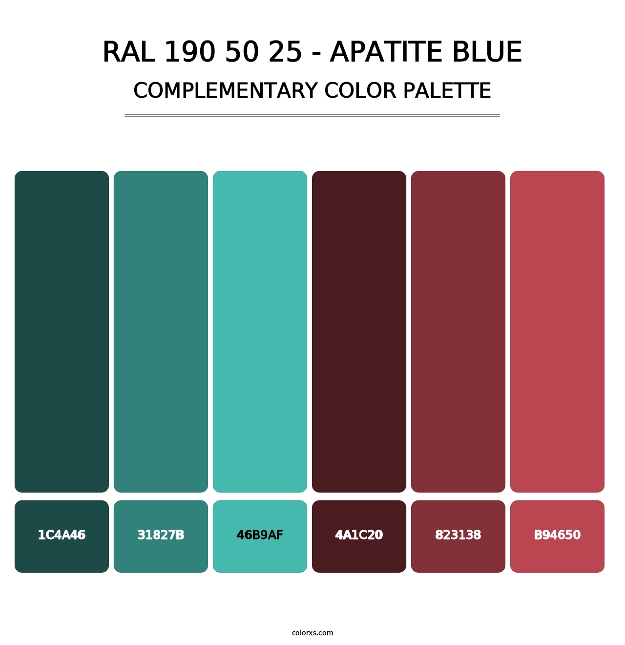 RAL 190 50 25 - Apatite Blue - Complementary Color Palette