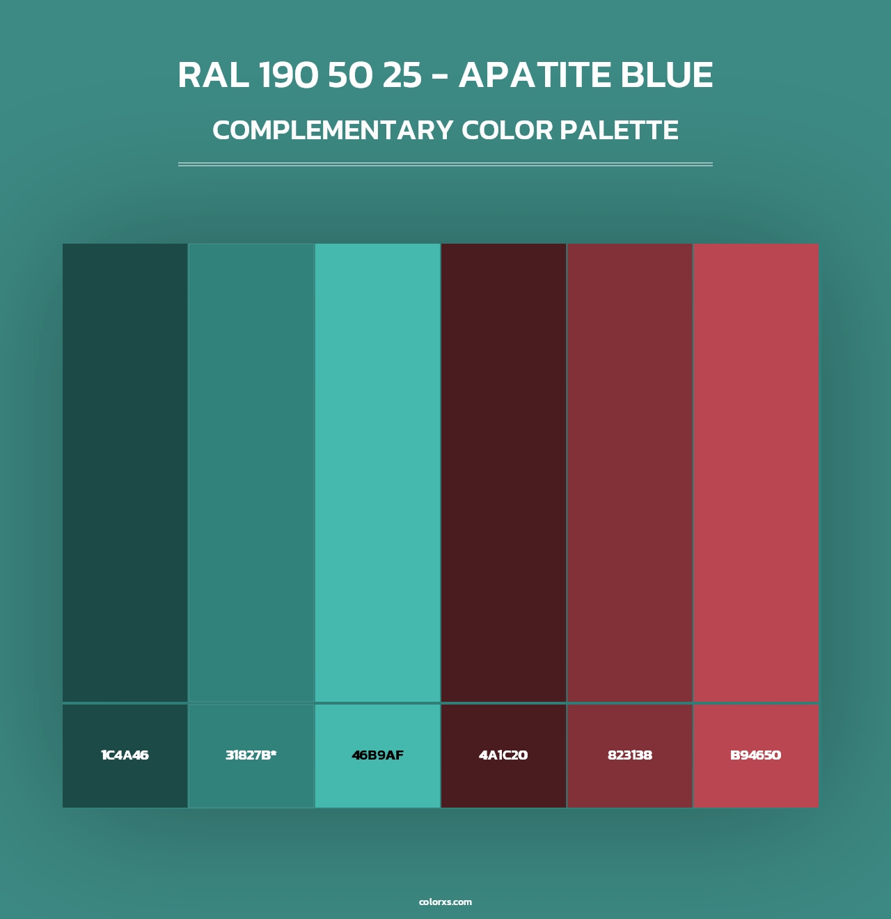 RAL 190 50 25 - Apatite Blue - Complementary Color Palette
