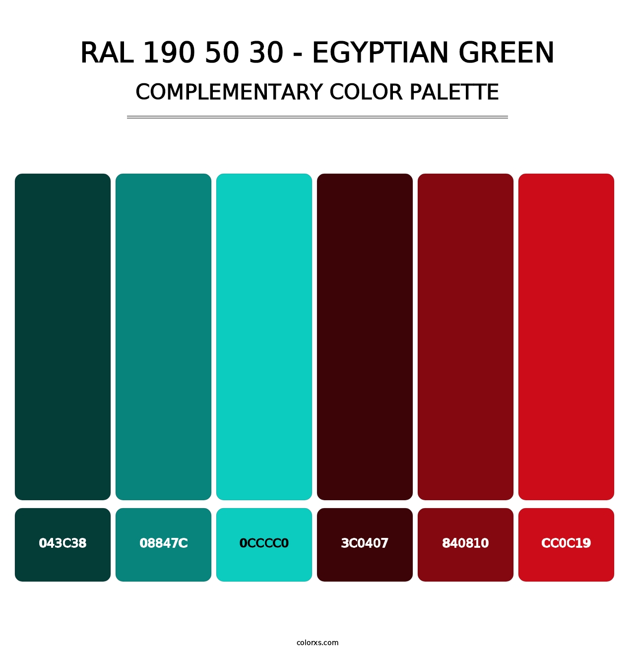 RAL 190 50 30 - Egyptian Green - Complementary Color Palette