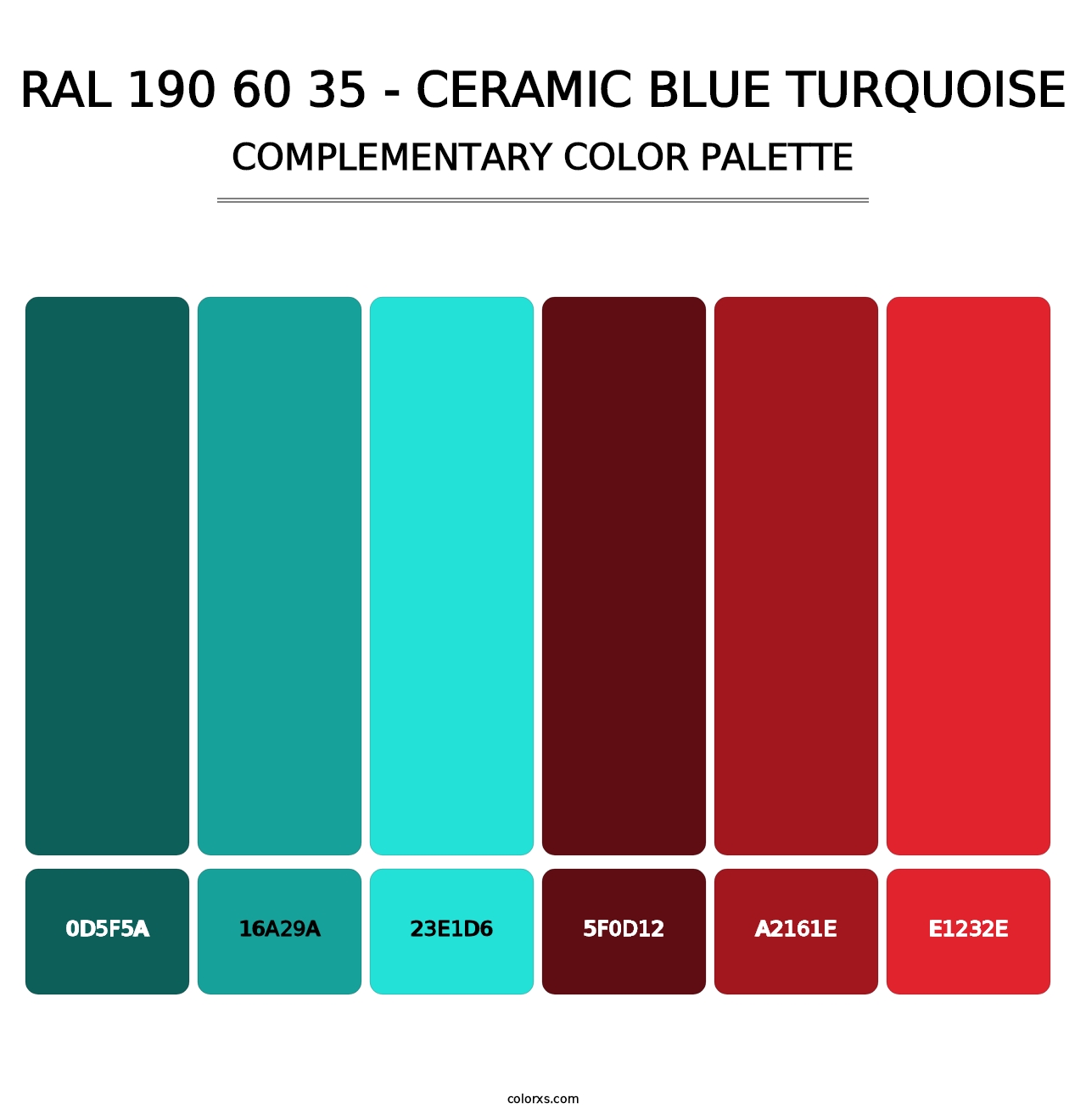 RAL 190 60 35 - Ceramic Blue Turquoise - Complementary Color Palette