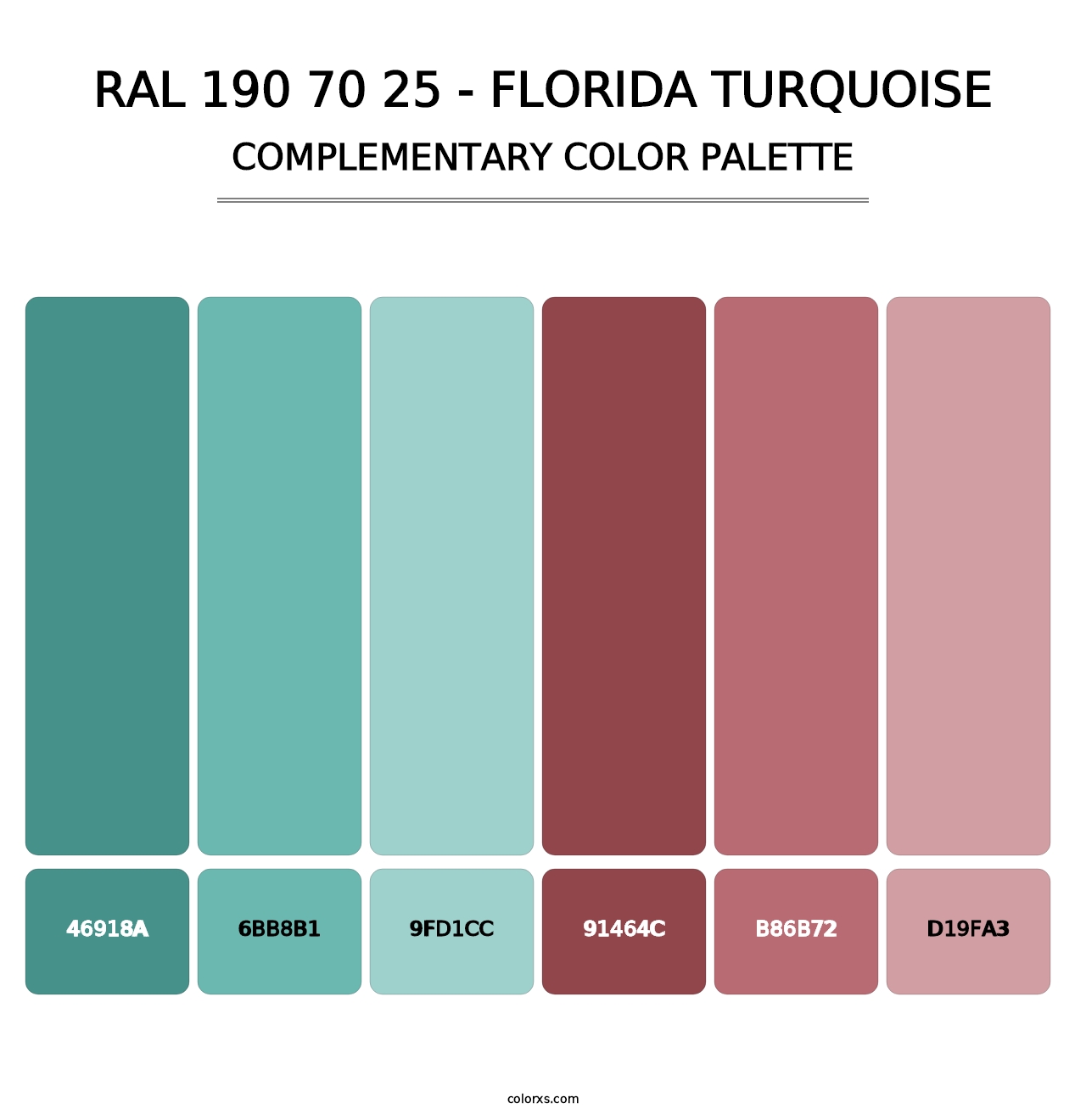 RAL 190 70 25 - Florida Turquoise - Complementary Color Palette