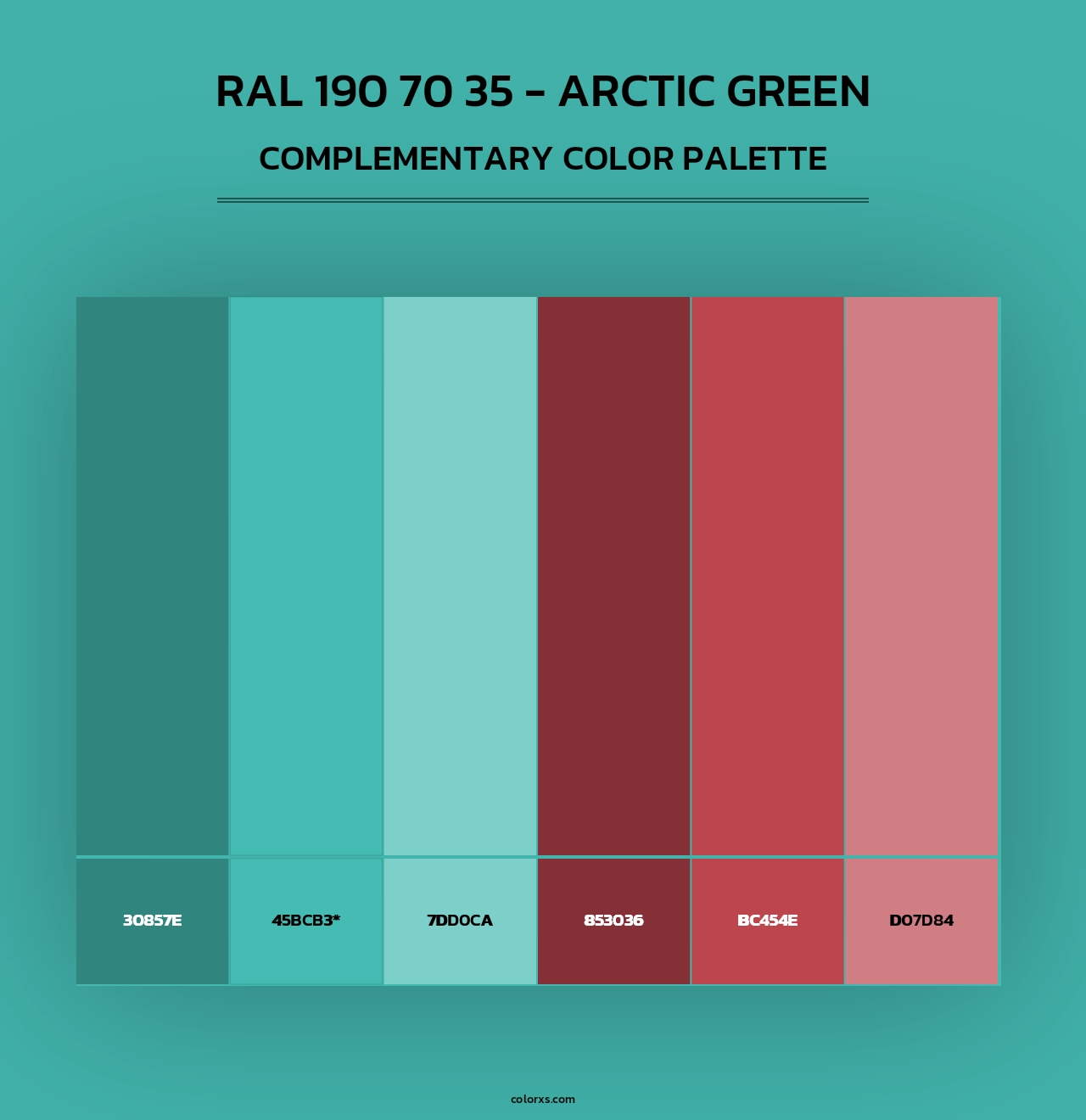 RAL 190 70 35 - Arctic Green - Complementary Color Palette
