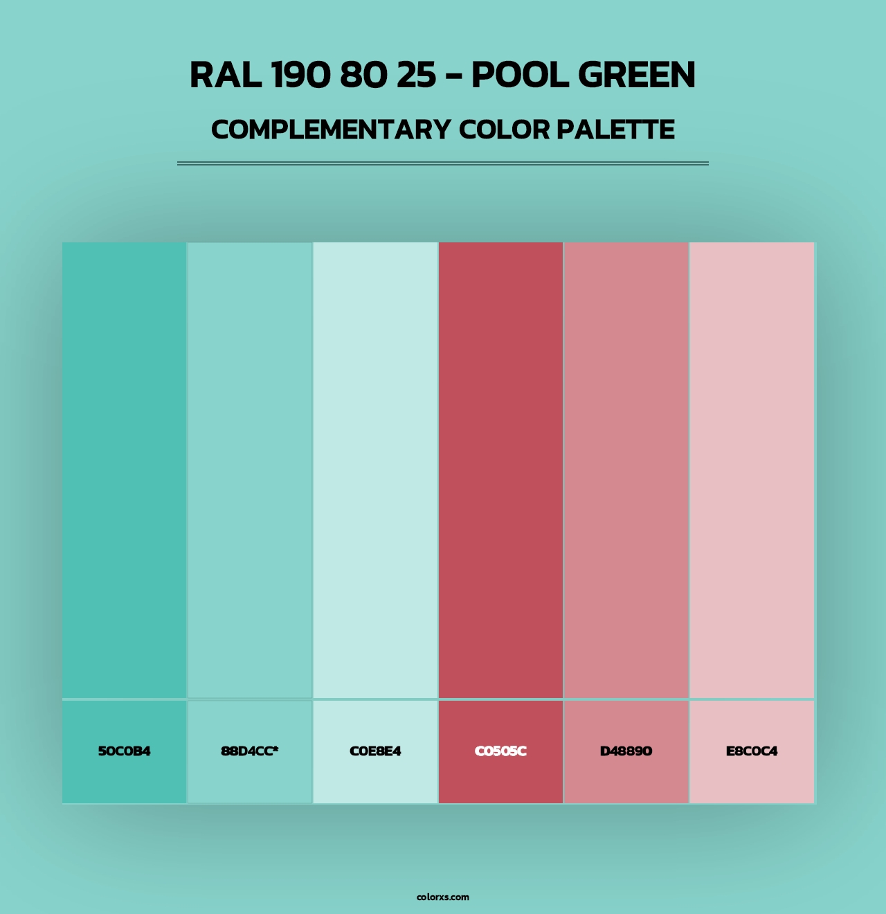 RAL 190 80 25 - Pool Green - Complementary Color Palette
