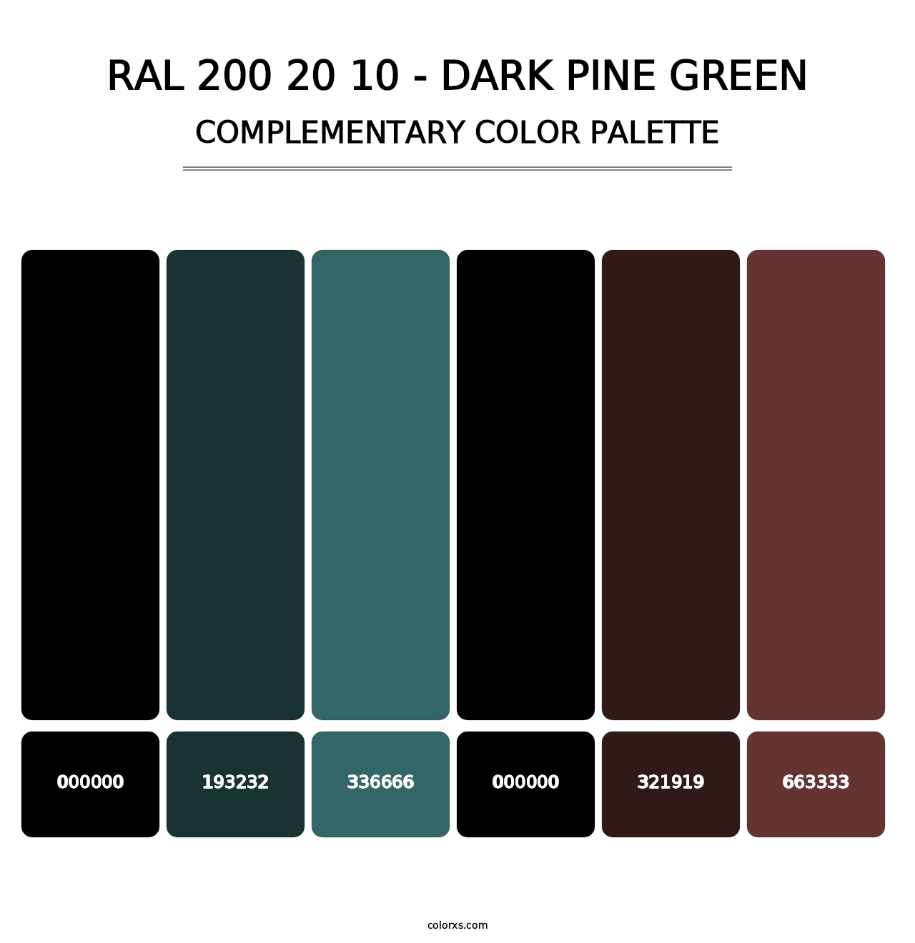 RAL 200 20 10 - Dark Pine Green - Complementary Color Palette