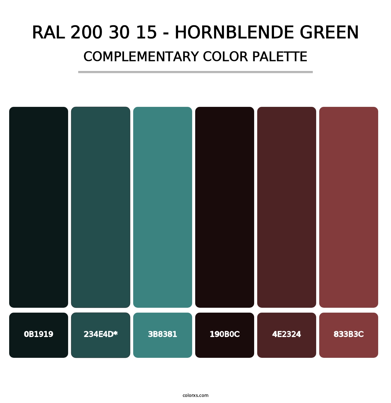 RAL 200 30 15 - Hornblende Green - Complementary Color Palette