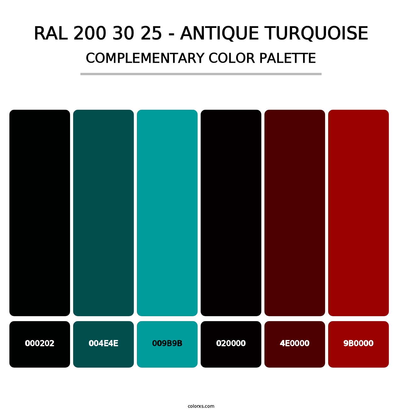 RAL 200 30 25 - Antique Turquoise - Complementary Color Palette