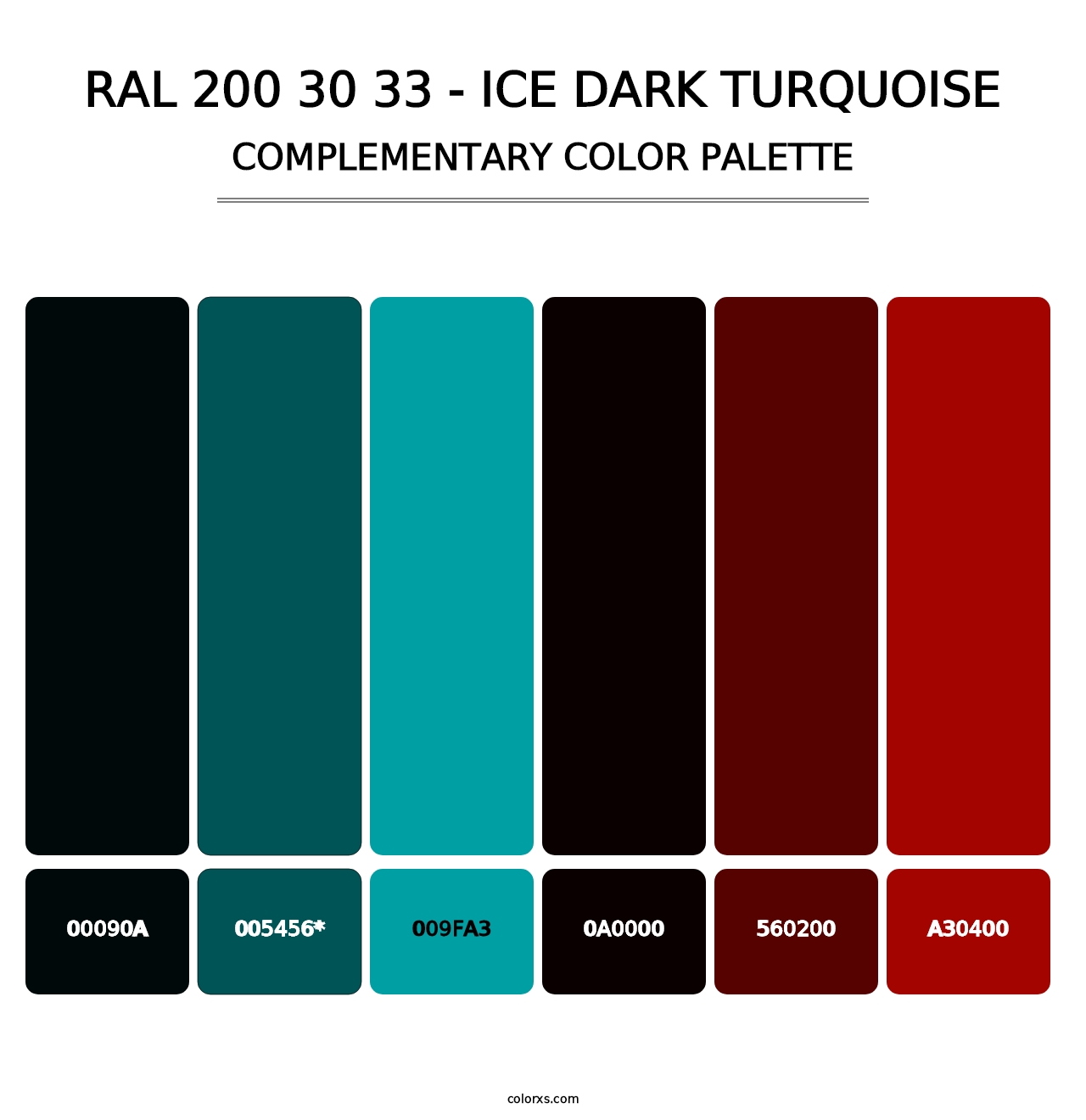 RAL 200 30 33 - Ice Dark Turquoise - Complementary Color Palette