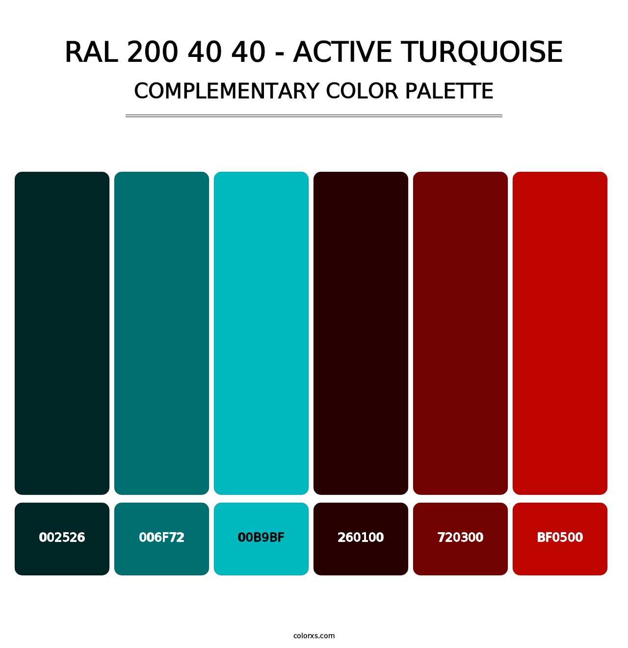 RAL 200 40 40 - Active Turquoise - Complementary Color Palette