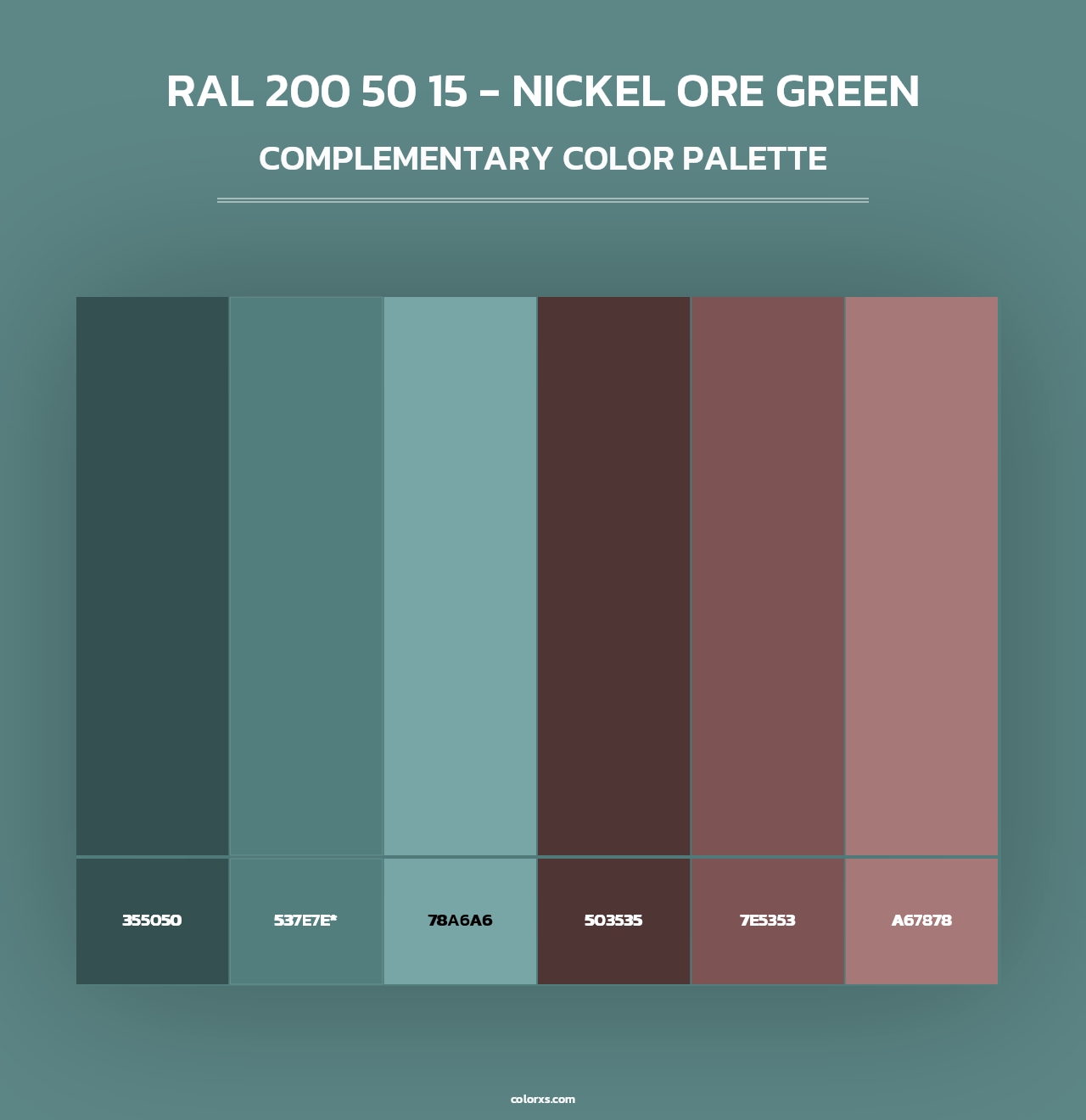 RAL 200 50 15 - Nickel Ore Green - Complementary Color Palette