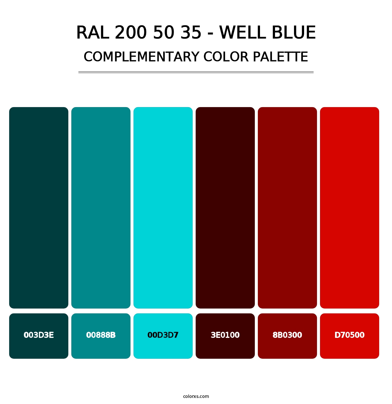 RAL 200 50 35 - Well Blue - Complementary Color Palette