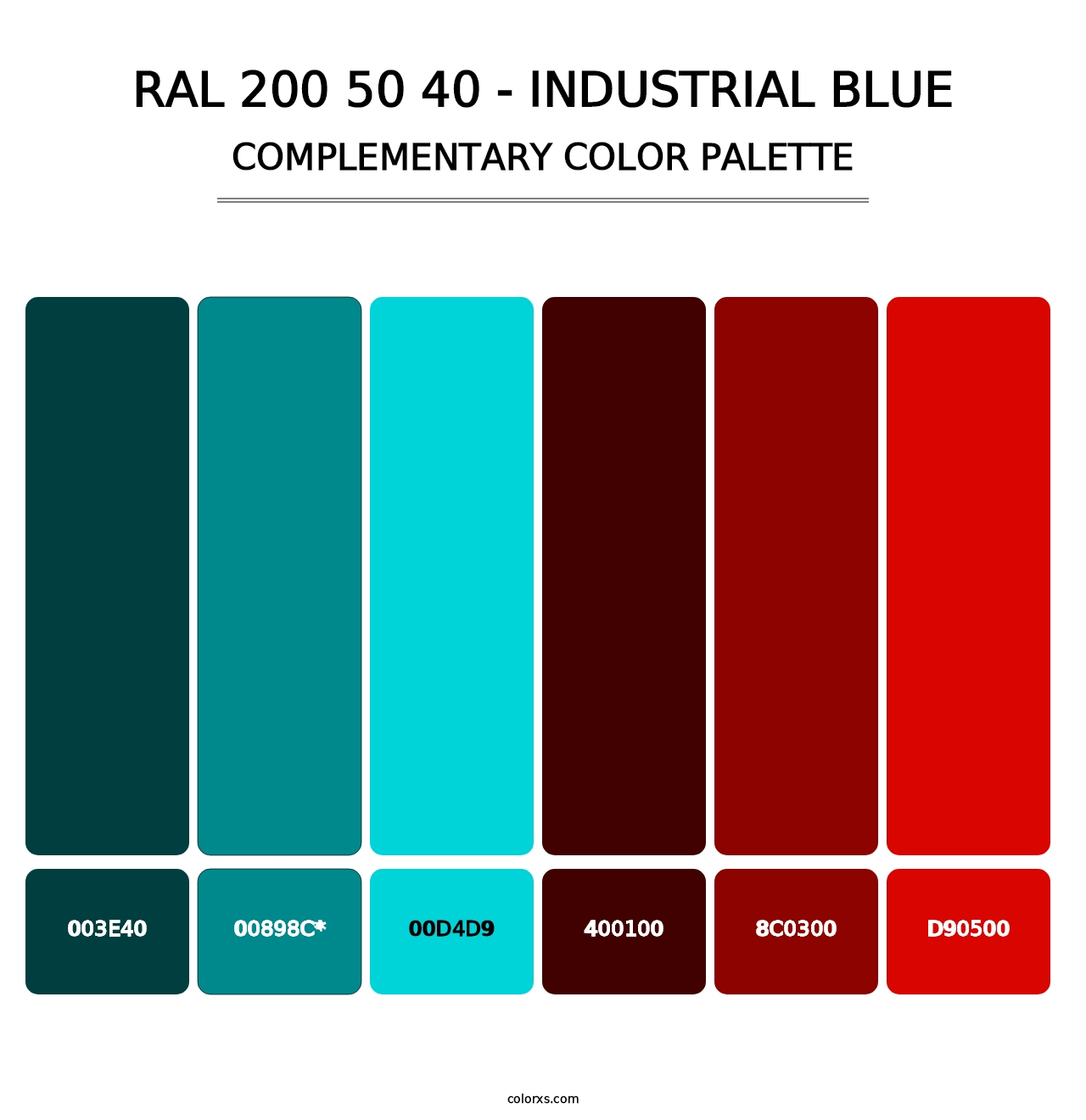 RAL 200 50 40 - Industrial Blue - Complementary Color Palette