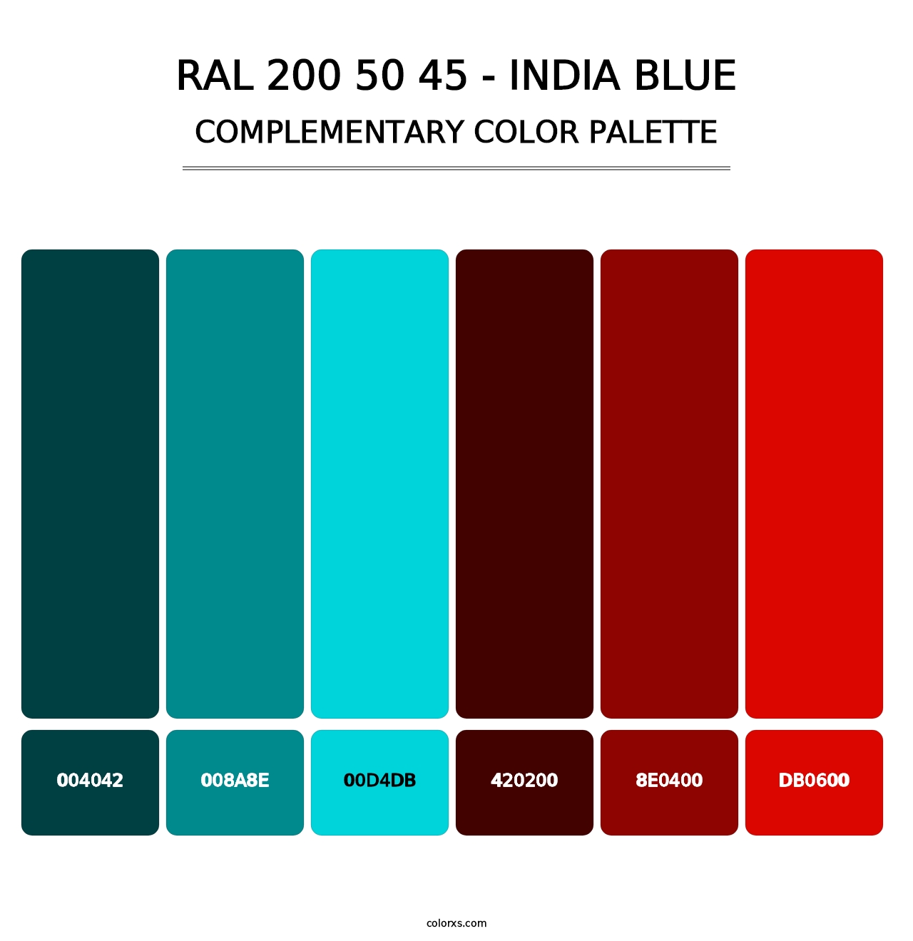 RAL 200 50 45 - India Blue - Complementary Color Palette
