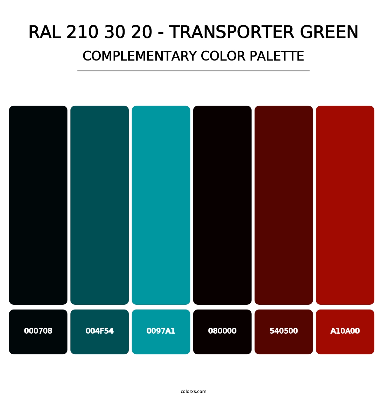 RAL 210 30 20 - Transporter Green - Complementary Color Palette