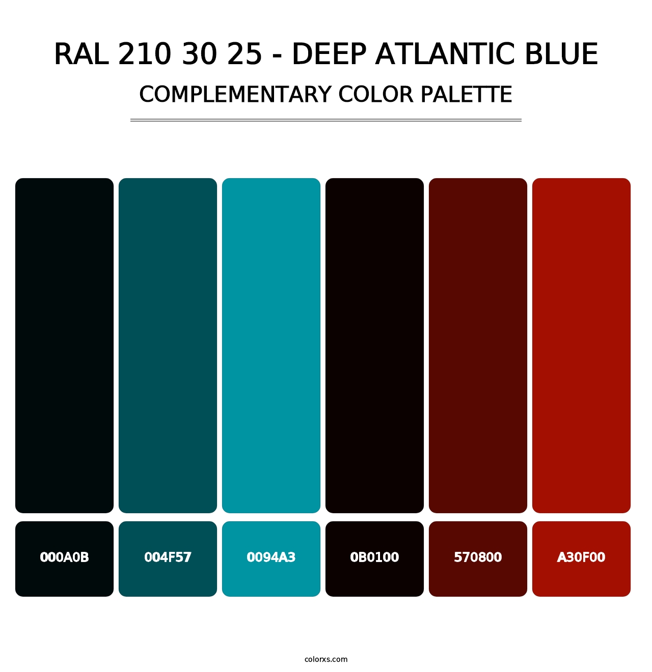 RAL 210 30 25 - Deep Atlantic Blue - Complementary Color Palette