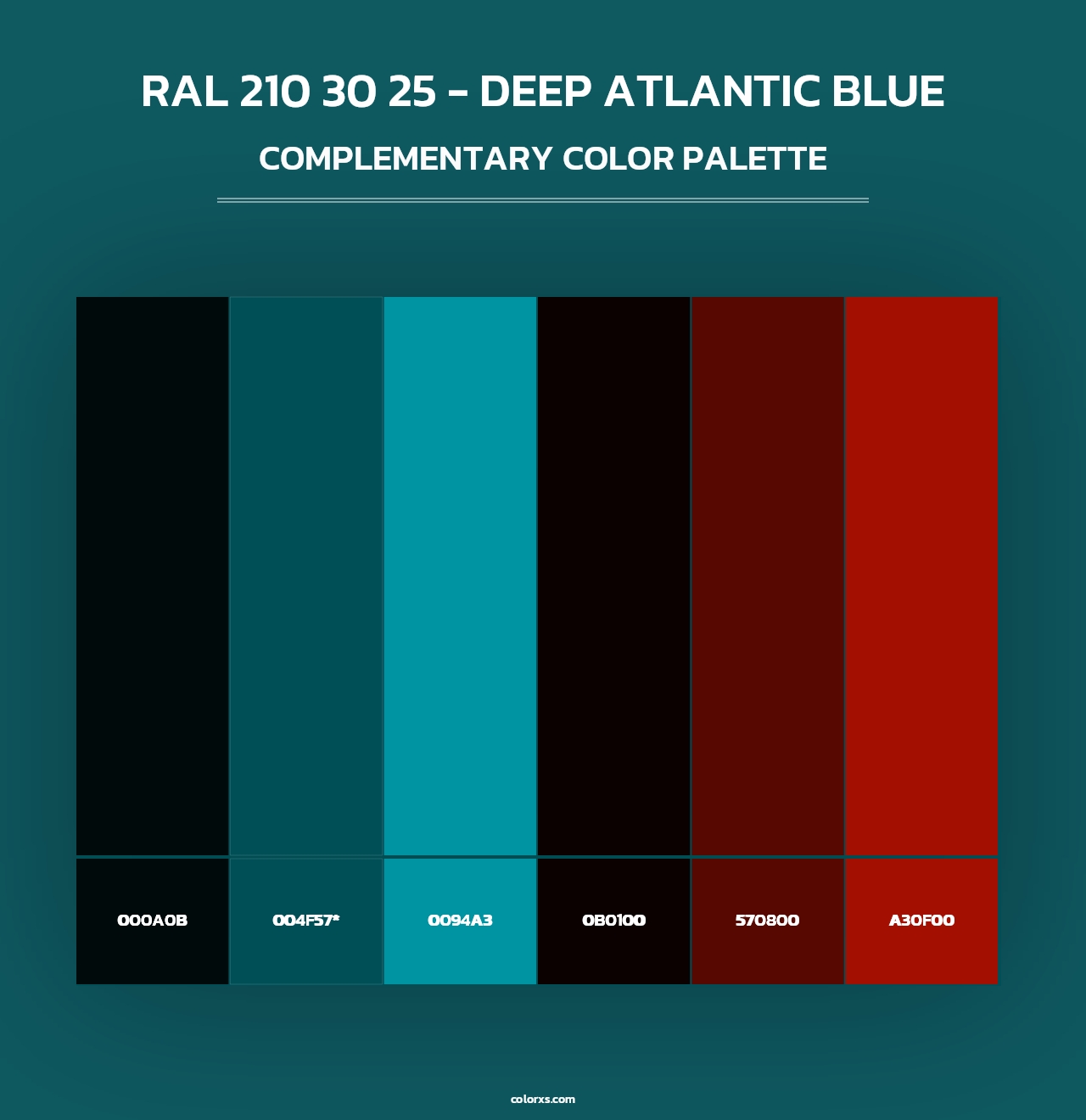 RAL 210 30 25 - Deep Atlantic Blue - Complementary Color Palette