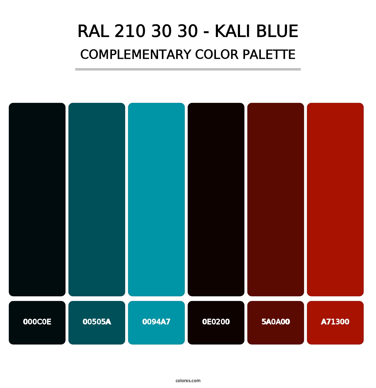 RAL 210 30 30 - Kali Blue - Complementary Color Palette