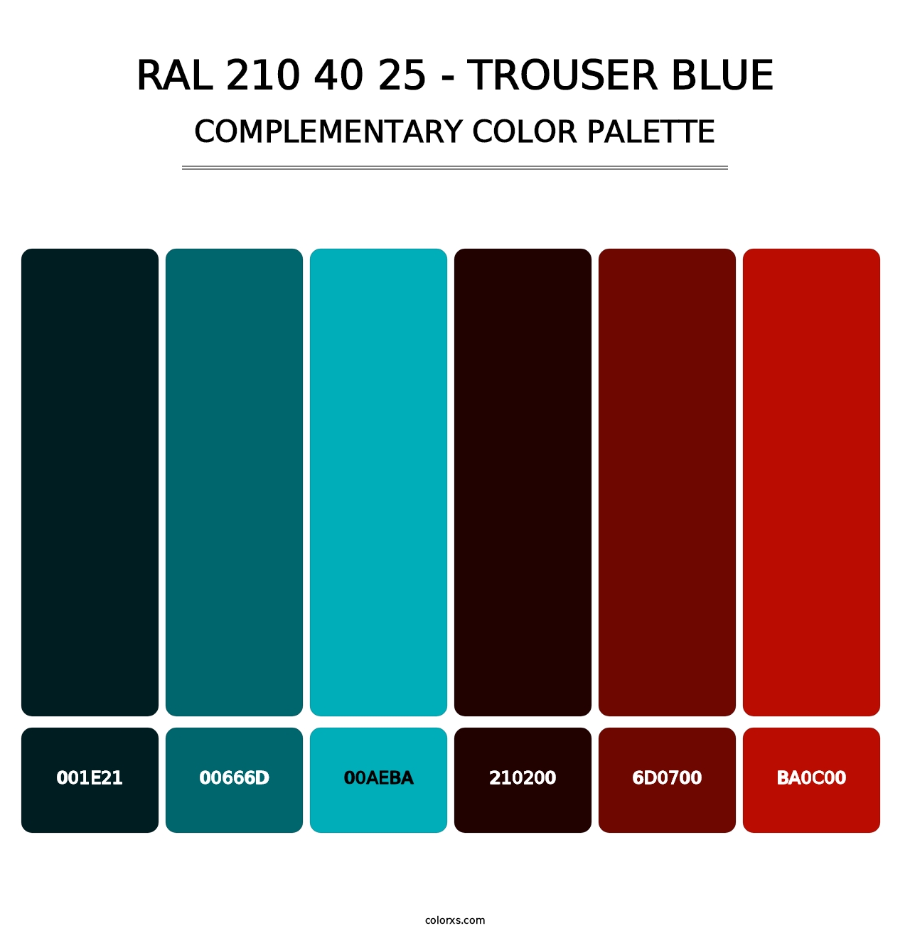 RAL 210 40 25 - Trouser Blue - Complementary Color Palette