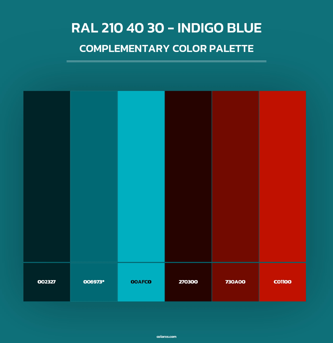 RAL 210 40 30 - Indigo Blue - Complementary Color Palette