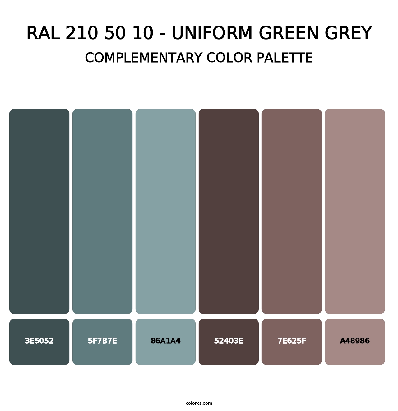RAL 210 50 10 - Uniform Green Grey - Complementary Color Palette