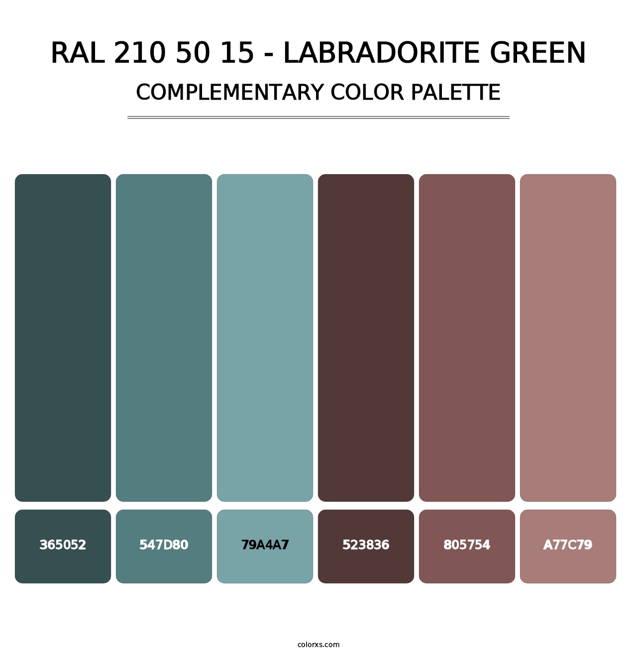RAL 210 50 15 - Labradorite Green - Complementary Color Palette