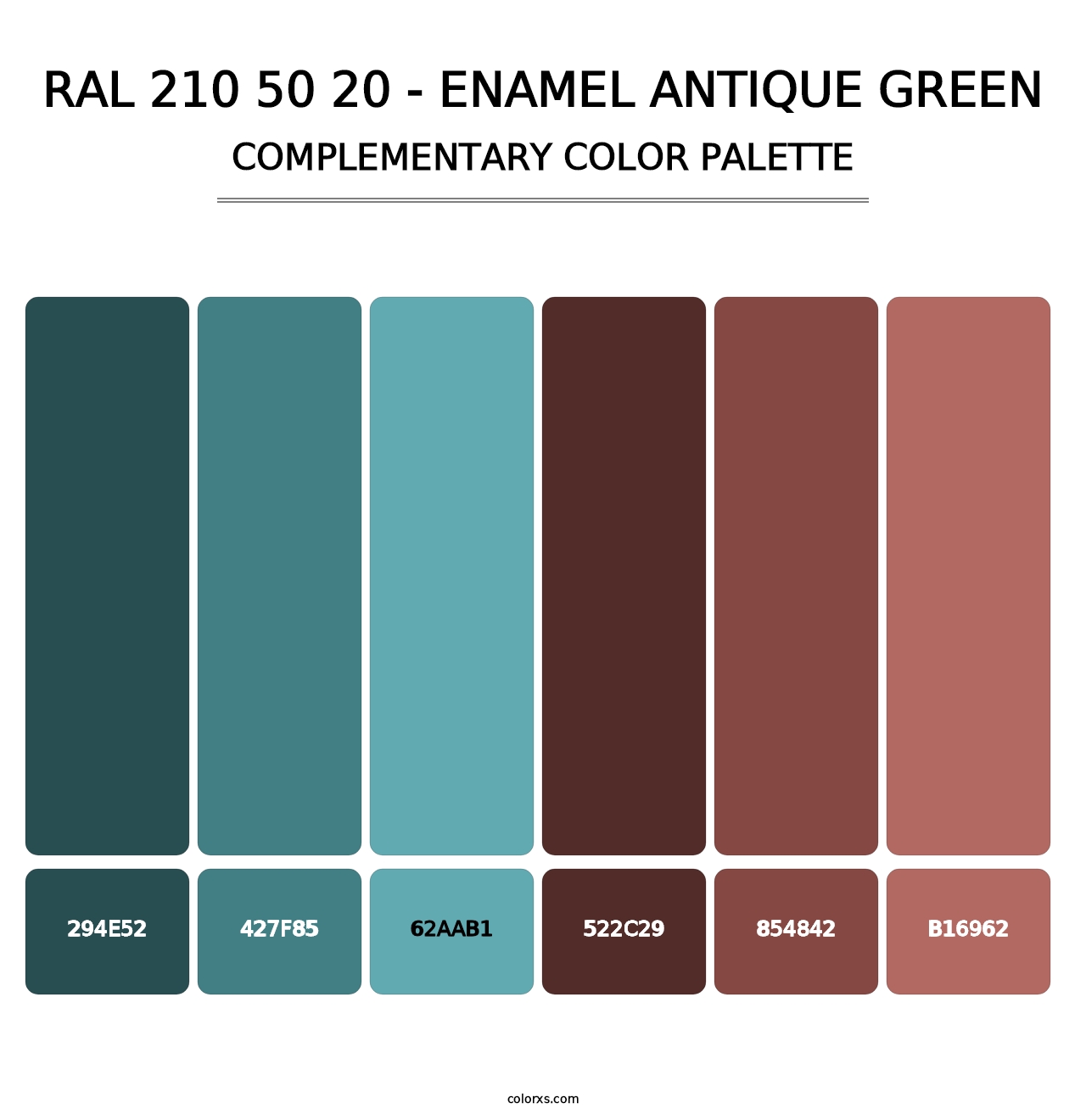 RAL 210 50 20 - Enamel Antique Green - Complementary Color Palette