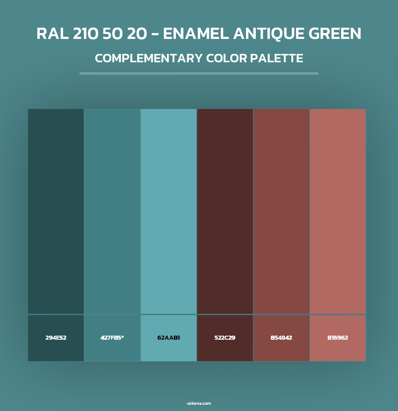 RAL 210 50 20 - Enamel Antique Green - Complementary Color Palette