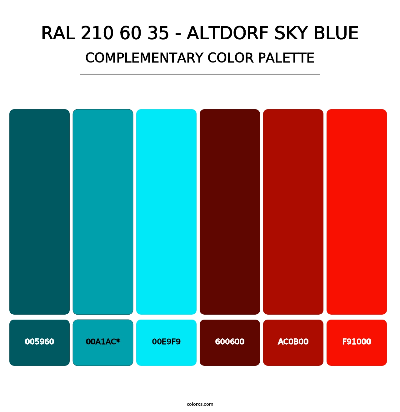 RAL 210 60 35 - Altdorf Sky Blue - Complementary Color Palette