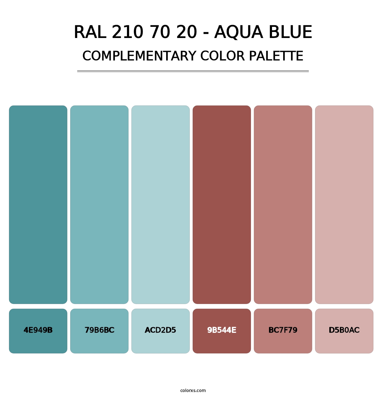 RAL 210 70 20 - Aqua Blue - Complementary Color Palette