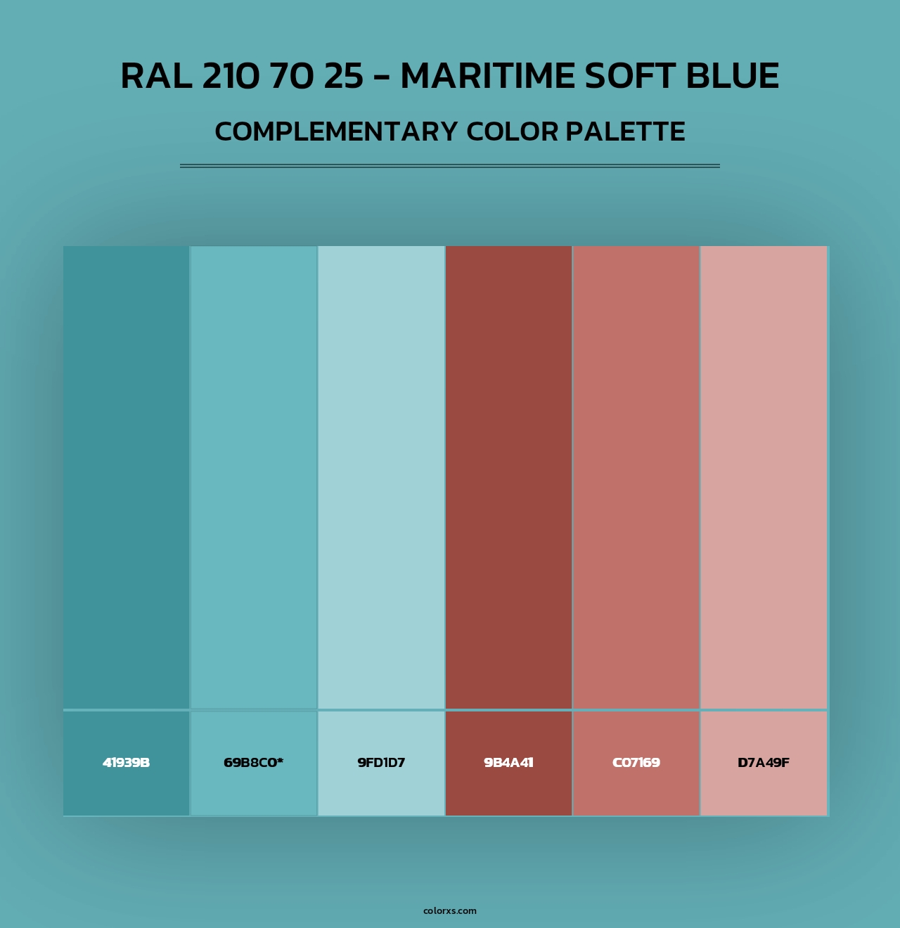 RAL 210 70 25 - Maritime Soft Blue - Complementary Color Palette