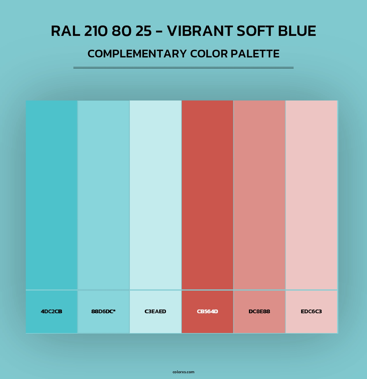 RAL 210 80 25 - Vibrant Soft Blue - Complementary Color Palette