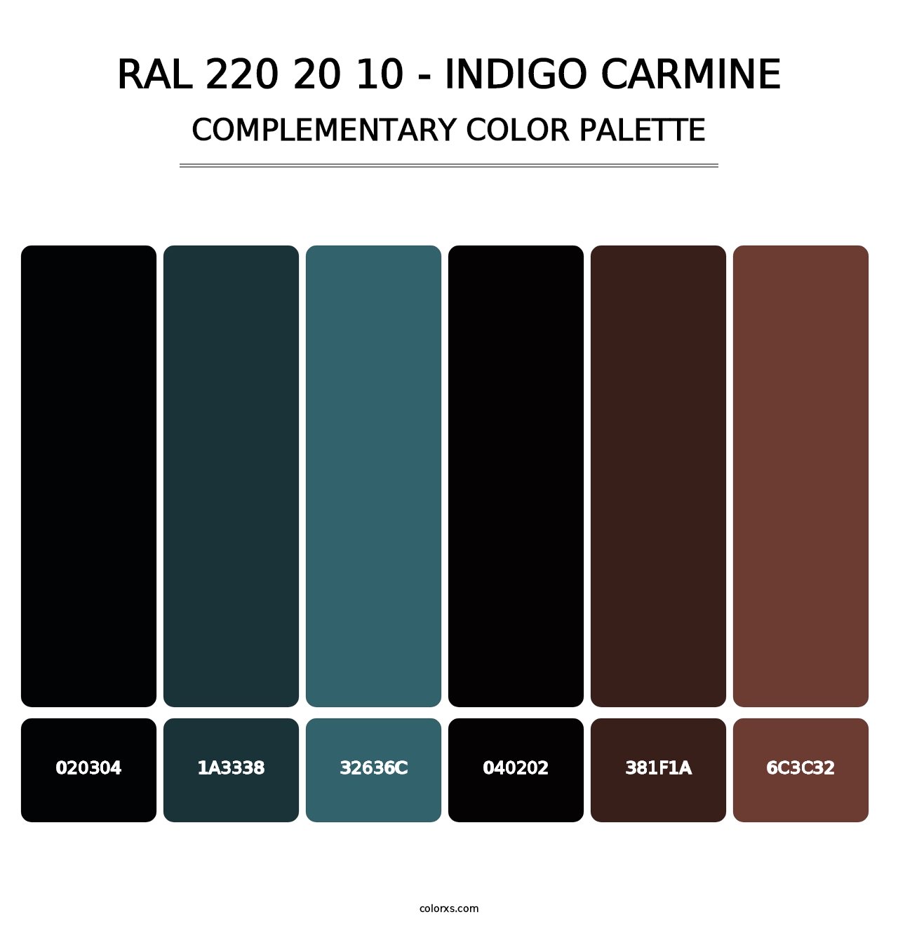RAL 220 20 10 - Indigo Carmine - Complementary Color Palette