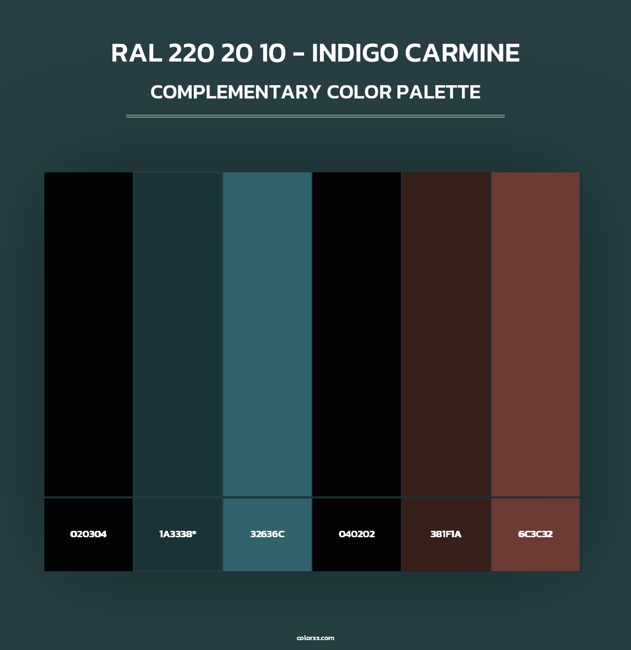 RAL 220 20 10 - Indigo Carmine - Complementary Color Palette