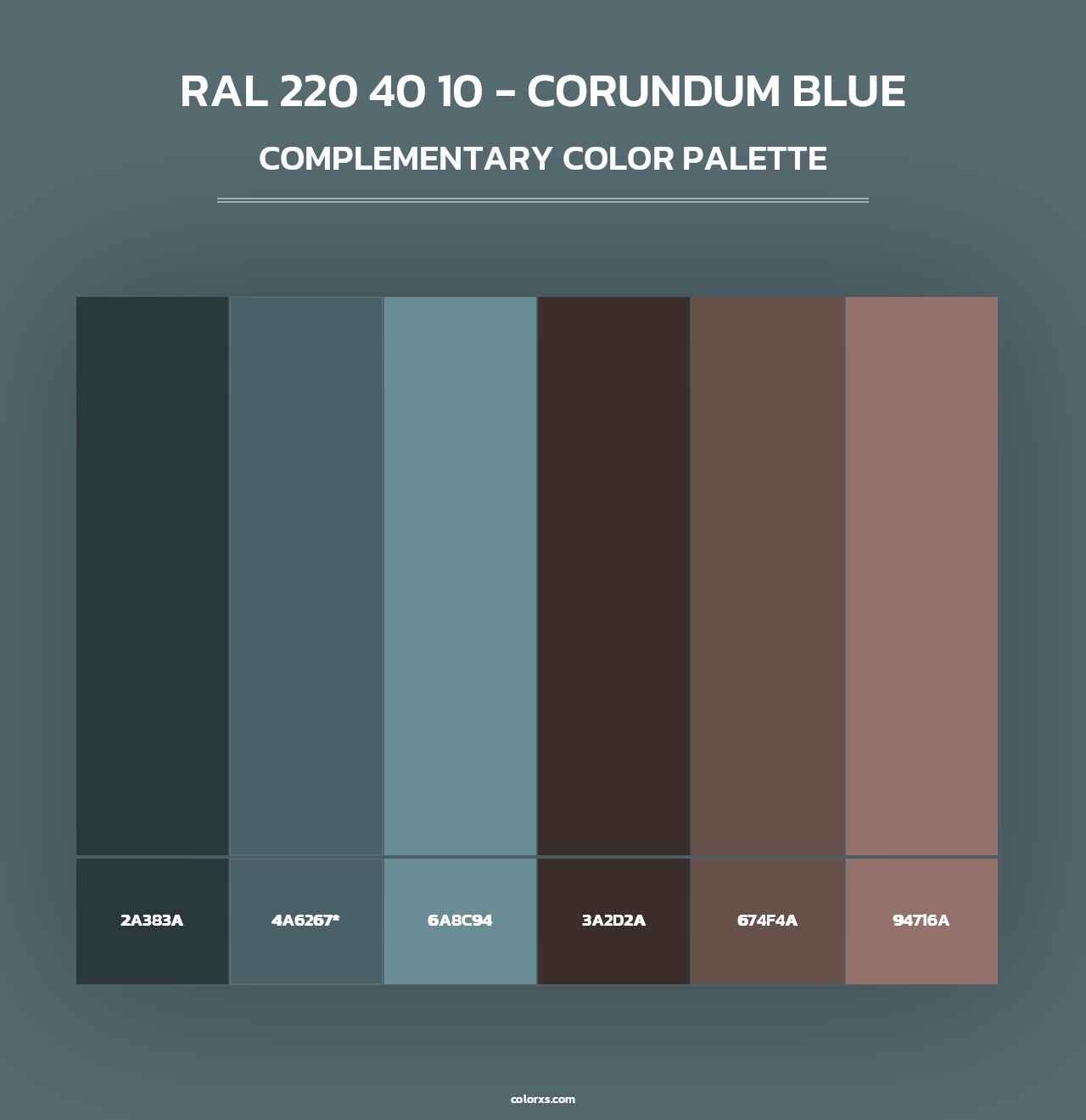 RAL 220 40 10 - Corundum Blue - Complementary Color Palette