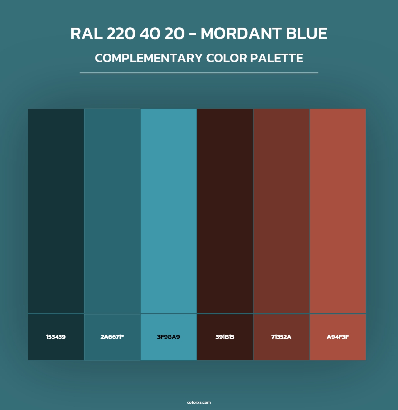 RAL 220 40 20 - Mordant Blue - Complementary Color Palette