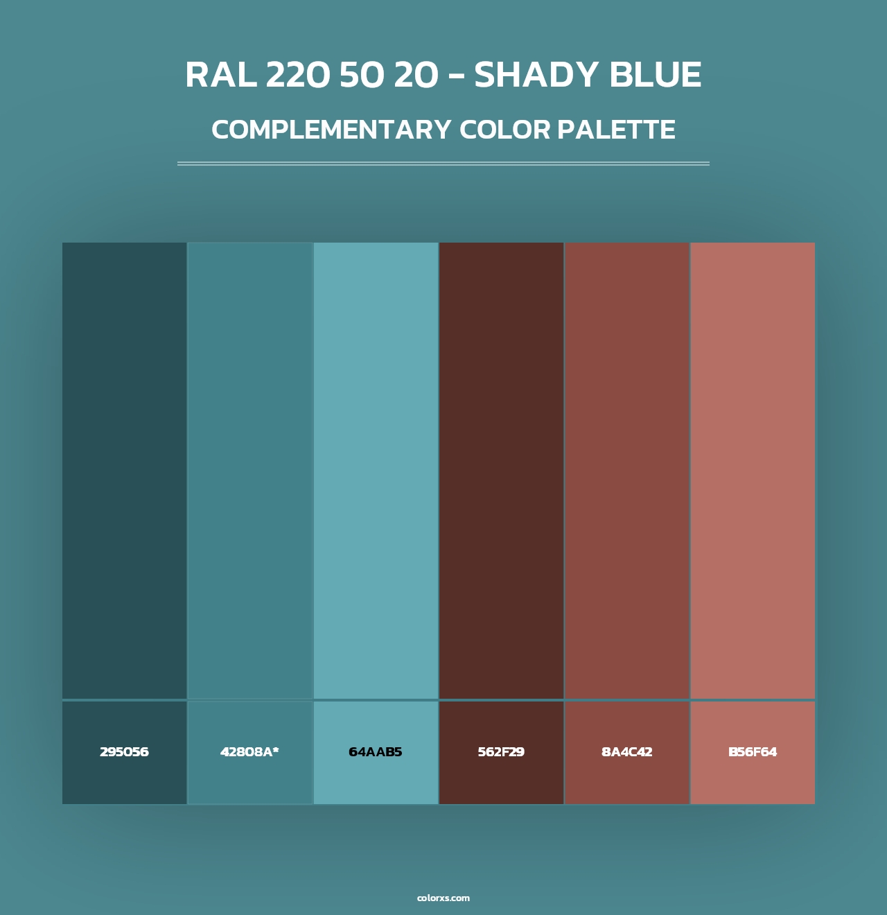 RAL 220 50 20 - Shady Blue - Complementary Color Palette